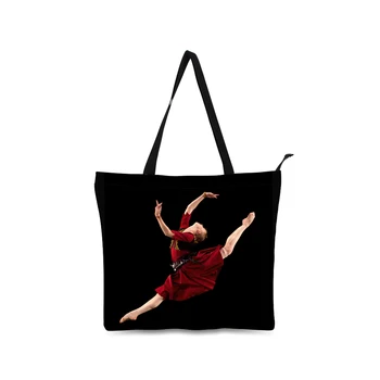 bale dansçısı baskılar En çok satan popüler ekstra büyük kapasiteli kullanımlık delikli tote çanta tuval alışveriş çantası kızlar için