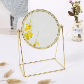 Basit makyaj aynası Altın İskandinav Tarzı Tek Taraflı Masa Ayna High End Bayanlar Ofis Yurdu Masaüstü Ayna Aracı