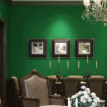 Batı Düz Katı Dokunmamış Duvar Kağıdı Yeşil Oturma Odası Yatak Odası Bez Dükkanı kağıt rulosu Ev Dekorasyon Papel De Parede