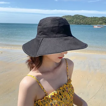 Bayanlar Açık Seyahat Kova Şapka Kadın Pamuk Balıkçı Kap Moda Kız Rahat Bob Panama Şapka Geniş Ağız Güneş plaj şapkası