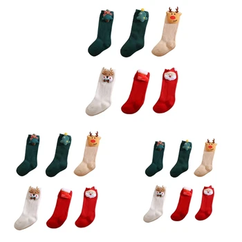 Bebek Kız Noel Çorap Noel Baba Geyik Dekor Sevimli okul üniforması Pamuk Çorap GXMB