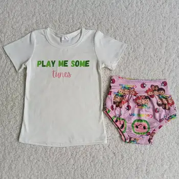 Bebek Kız Oyun Bana Bazı Tuner Elbise Kısa Kollu Gömlek Şort Bummies Toptan Moda Giyim Çocuk Çocuk yaz kıyafetleri