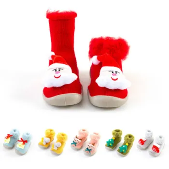 Bebek Çorap Ayakkabı Kaymaz Sonbahar Karikatür Noel Prewalker Çocuklar için Bebek Kız erkek bebek Yumuşak Kauçuk Taban Zemin Ayakkabı