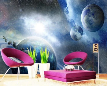 Beibehang Özel Duvar Kağıdı Ev Dekoratif Duvar 3D TV Zemin Uzay Evren Gökyüzü Gezegen Arka Plan Duvarları duvar 3d duvar kağıdı