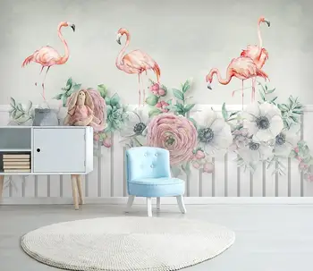 beibehang Özel İskandinav Güneydoğu Asya Rüzgar Flamingo çiçekli duvar kağıdı Oturma ev dekor Arka Plan Bitki fotoğraf duvar duvar kağıdı