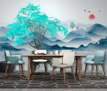 beibehang Özel Mavi Ağaç akçaağaç Duvar papel de parede 3D Duvar Kağıdı Oturma Odası Kanepe Arka Plan duvar duvar kağıdı ev dekor