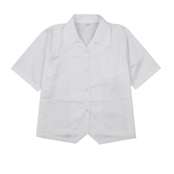 Beyaz Pamuklu Japon Öğrenci Kız Okul Jk Üniforma Üst Büyük Boy S-XL Orta Lise üniformaları Kısa Kollu Beyaz Gömlek