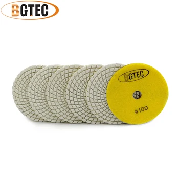 BGTEC 4 inç 6 adet #100 Profesyonel ıslak elmas esnek parlatma pedleri 100mm zımpara diski disk granit, mermer, seramik