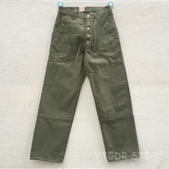 Bob Dong OG-107 HBT Pantolon Kenarlıklı Vintage N-1D Cep Rahat Pantolon Erkekler İçin