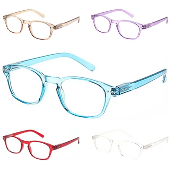 Boncamor Bahar Menteşe okuma gözlüğü Erkekler Kadınlar HD Okuyucu Gözlük Güzel Renk Şeffaf Dikdörtgen Dekoratif Gözlük