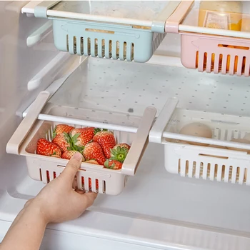Buzdolabı Depolama Organizatör Sepeti Ayarlanabilir Gerilebilir Buzdolabı Dondurucu Çekmece Taze Gıda Yumurta Tepsisi saklama kutusu mutfak rafı