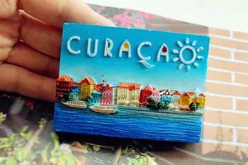 Curacao Adası, Hollanda Antilleri Turist Seyahat Hatıra 3D Reçine buzdolabı Mıknatısı Zanaat Buzdolabı Sticker
