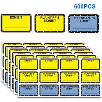 Dekorasyon 600 ADET Kendinden Yapışkanlı duvar kağıdı Sergi Çıkartmaları Davacının Sarı Davalının Mavi Yasal Etiketleri 1x1. 65 İnç
