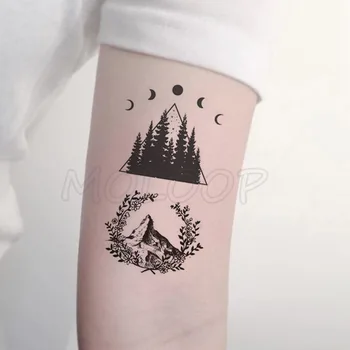 Dövme Etiket orman dağ gezegen güneş ay yıldız Su Transferi Geçici Sahte dövme flaş dövme Vücut Sanatı çocuk kadın erkek