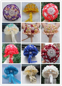 Düğün çiçekleri Gelinlik Gelin Buketleri Tatlı 15 Quinceanera Buketleri yapay Gül Düğün Buket 37 Renkler PL001