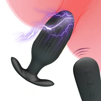 Elektrik Çarpması prostat titreşimli masaj aleti Kablosuz Uzaktan Kumanda Güçlü Anal Plug Stimülatörü Seks Oyuncakları Erkekler için Eşcinsel Seks Ürünleri