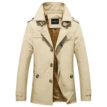 Erkek ceket artı kadife kalın ince düz renk rüzgarlık polar rahat parkas turn down yaka kış erkek ceket
