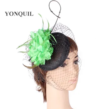 Gelin Örgü Saç Fascinator şapka saç bandı Kadın Moda FlowerHeadwear Düğün Peçe saç aksesuarları Durum Net ChapeauHats