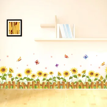 Güzel ayçiçeği çit süpürgelik duvar çıkartmaları ev dekorasyon oturma odası dıy çıkartması duvar çıkarılabilir duvar kağıdı