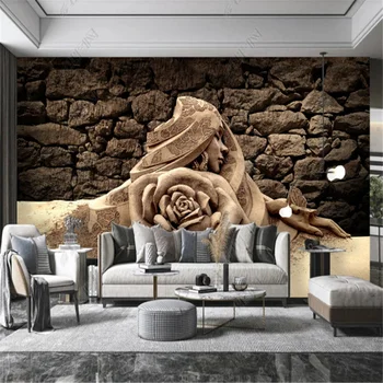 Güzellik yumru 3d Duvar Kağıdı Oturma Odası İçin kum heykel kanepe TV arka plan duvar kağıdı Ev Dekor Duvar Yatak Odası Duvar Kağıtları