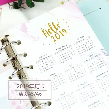 Hello 2019 Yiwi 1 Sayfalık Renk Altın Damgalama Gevşek Yaprak Planlayıcısı Dolgu Sayfa Yıl Günlüğü Sayfaları