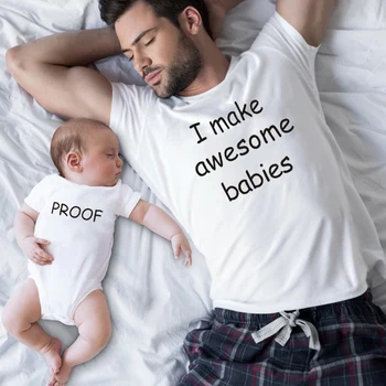 I Yapmak Harika Bebekler ve Geçirmez Baba ve Oğul Kızı Eşleştirme Giyim Aile Komik Mektup Baskı T Shirt Baba Bebek Bodysuit
