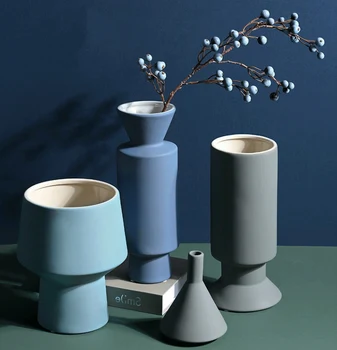Iskandinav Modern Morandi renk aile yanında çömlek vazo ışık lüks dekorasyon modeli odası yaratıcı yumuşak dekorasyon çiçek düzenleme