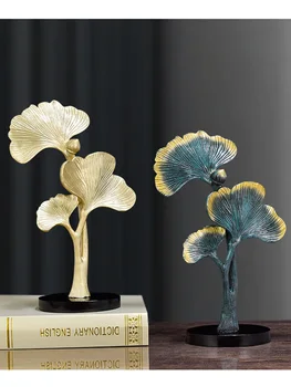 Iskandinav Sanat Ginkgo Yaprağı Süsler Modern Yaratıcı Reçine El Sanatları Heykelleri Ev Dekorasyon Taklit Bitki Süsleri