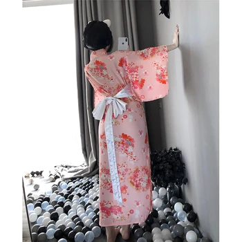 Japon Kawaii Pembe Kimono Beyaz Yay-Düğüm Kemer Ve Tanga Seksi Hizmetçi Cosplay Kostümleri Kadın AV Kıyafet 2020 Yeni