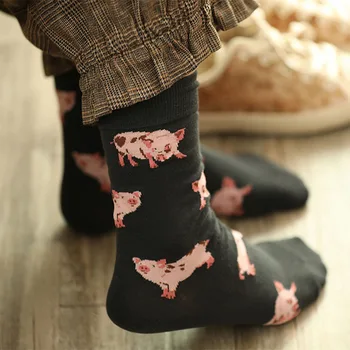 Japon tarzı Harajuku karikatür köpek komik çoraplar bayanlar ayak sevimli pamuk çorap moda hipster kaykay kadın sanat hayvanlı çoraplar