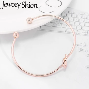 Jewoey Shion Düğüm İlk Link Zinciri Bilezik Gül Altın / Gümüş Renk Harfler Charm Bilezik Kadın Kişilik Takı Yapımı