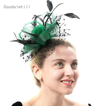 Kadın saç tokası Tüy Düğün Fascinator Great Gatsby Kafa Bandı İnci Charleston Çiçek Şapkalar Gelin saç aksesuarları