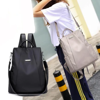 Kadın seyahat sırt çantası seyahat çantası Anti-hırsızlık Oxford kumaş sırt çantası siyah