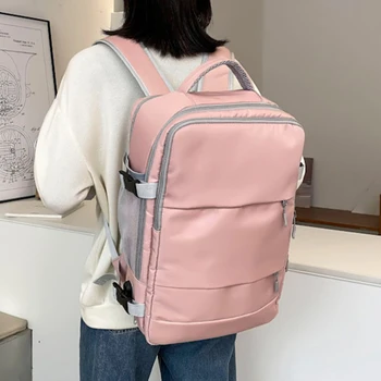Kadın seyahat sırt çantası Su Geçirmez Anti-Hırsızlık Şık Rahat Sırt Çantası valiz kayışı USB şarj portu Sırt Çantası