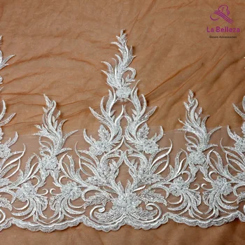 Kapalı beyaz boncuk kordon Çift Taraflı nakış dantel trim kumaş Tuhafiye accent motif düğün duvağı 1 metre 55cm