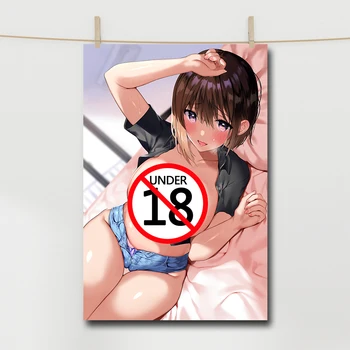 Karikatür Sıcak Üstsüz Genç Kız Tuval Poster Baskı Yetişkin Anime Sanat Boyama Özel Duvar Resimleri için Oturma Odası Dekor