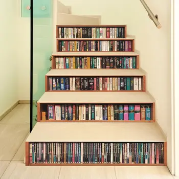 Kendinden yapışkanlı yenilikçi merdiven çıkartmalar oturma odası DIY kitaplık dekorasyon ev su geçirmez duvar çıkartmaları