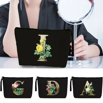 Kozmetik Çantası Çok Fonksiyonlu Cep Telefonu Çantası Bayanlar Ruj Güzellik Kılıfları Büyük Kapasiteli Altın Çiçek Baskı Makyaj Çantaları