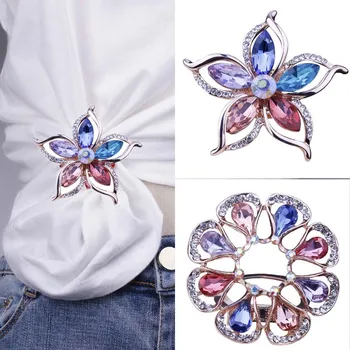 Kristal Broş Pins Kadınlar Mor Çiçek Broş paslanmaz çelik Takı Moda Düğün Parti Broş moda takı