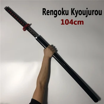 Kılıç Silah iblis avcısı Kimetsu hiçbir Yaiba Rengoku Kyoujurou siyah Sowrd Cosplay 1: 1 Anime Ninja Bıçak PU Pervane Modeli Dekor 104cm
