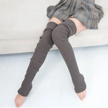 Kış Uzun sıcak bacak ısıtıcıları Örgü diz üstü çorap Kadın Çizme Topper Çorap Sıska Çorap Kız Polainas