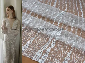 La Belleza Satışa yeni moda gelin tarzı dantel kumaş kapalı beyaz/bej/pembe / gri düğün / akşam elbise dantel kumaş