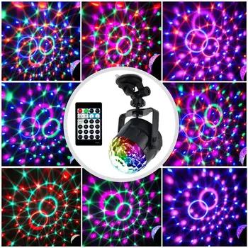 LED disko topu ışık 15 renk ses aktif parti ışığı Uzaktan kumanda ile LED renkli sahne ışığı parti dans için