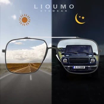 LIOUMO Lüks Büyük Boy Kare Güneş Gözlüğü Erkekler Polarize Fotokromik Gözlük Kadın Parlama Önleyici Sürüş UV400 lentes de sol adam