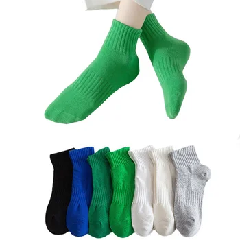 LKWDer Marka Bahar Sonbahar Pamuk Çorap Kore Moda Düz Renk Orta Tüp Sevimli Çorap Kadın Çorap Erkekler ve Kadınlar için