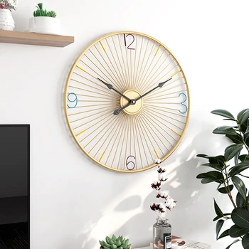 Lüks Dijital Saatler Duvar Ev Dekor Modern Pil Kumandalı Şık Metal Minimalist Yuvarlak Reloj De Pared Oturma Odası Tasarımı