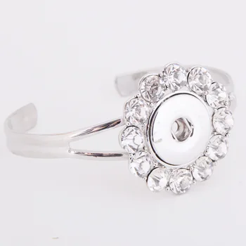 Lüks Takı Gümüş Kaplama Rhinestones Kaplamalı bileklik 18mm Snap Düğmesi Bilezik ve Kadınlar İçin Bilezik DIY Zanaat Bileklik