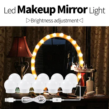 Makyaj aynası ışık USB Led 12V Dokunmatik Kademesiz karartma lambası Led Hollywood Vanity aydınlatma Led Tuvalet Masası Lambası 2 6 10 14 Ampul
