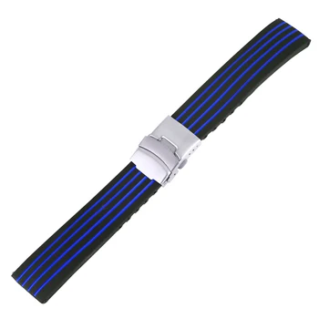 Mavi Yedek saat kayışı 20mm 18MM 24MM 22mm Silikon Kordonlu Saat Katlanır Toka Su Geçirmez Kol Saati Bandı pasek yapmak zegarka
