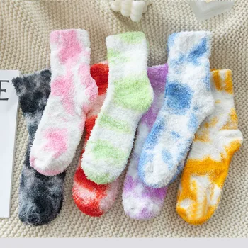 Mercan Kadife Çorap Kalınlaştırmak Kar Çorabı Uyku 12pcs Kadınlar Kış Sıcak Kar Botları Kış Kat Kat Havlu Çorap Çorap 